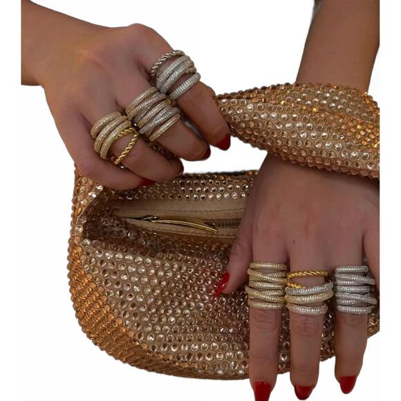 NEW ACCESSORY CONCIERGE bling hattie bag in gold